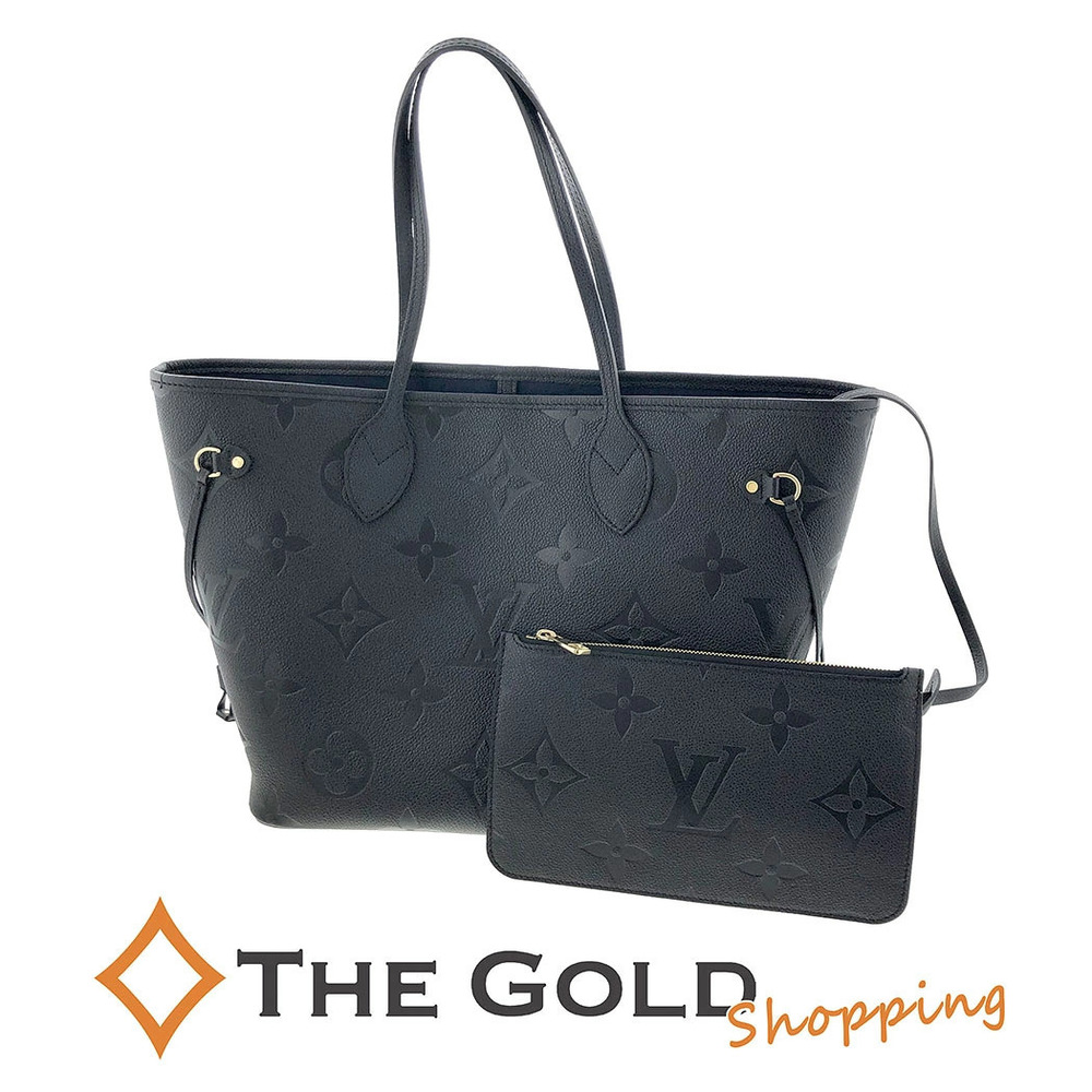 Louis Vuitton Neverfull Monogram Empreinte Leather Tote Bag Noir Black
